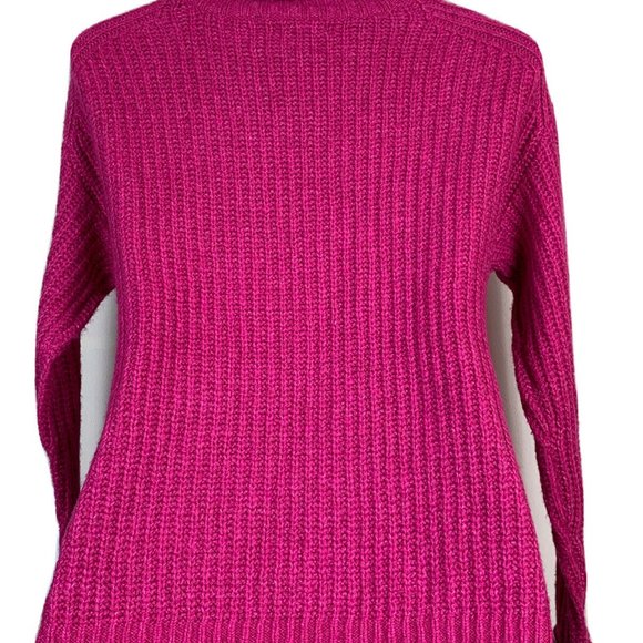 Allison Joy Sweater Cabled Tunic "Hattie" Hot Pink Turtleneck Women's SMALL - Picture 5 of 10